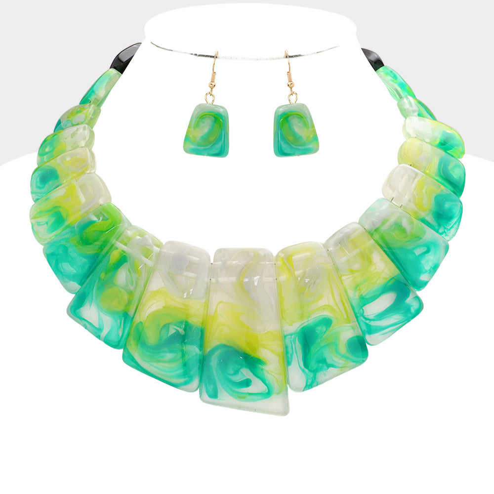 green marble pebble necklace