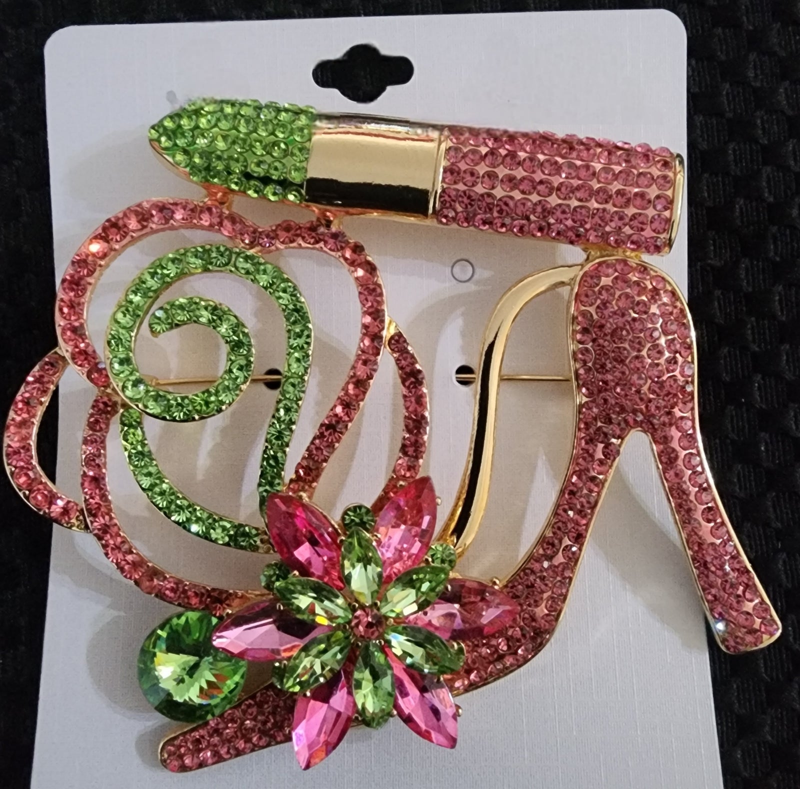 pink & Green heel brooch