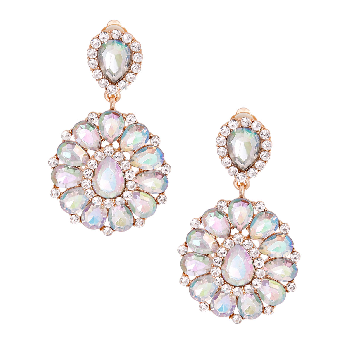 Aurora Borealis Teardrop Elegant Clip Ons