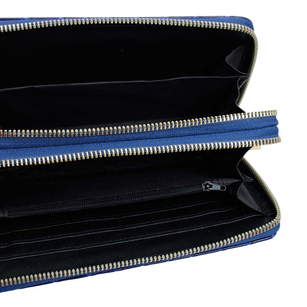 Blue Croc Double Zipper Wallet
