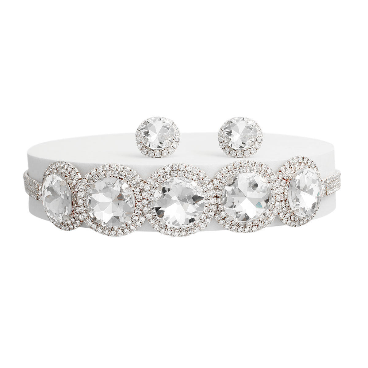 Brilliant Silver Round Cut Crystal Choker