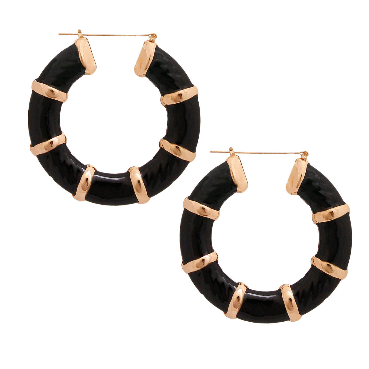 Black Bamboo Wide Hoops