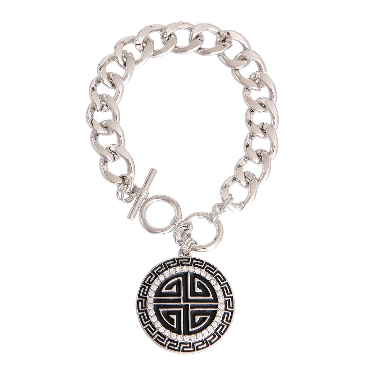 Black and Silver Greek Toggle Bracelet
