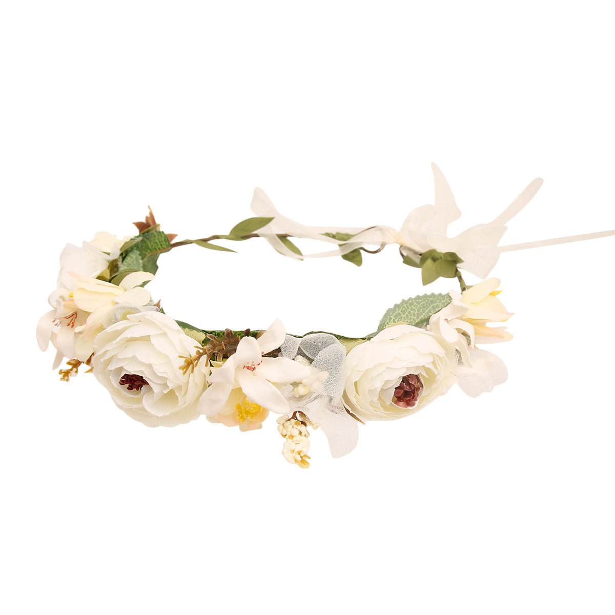 Cream Rose Flower Crown Headband