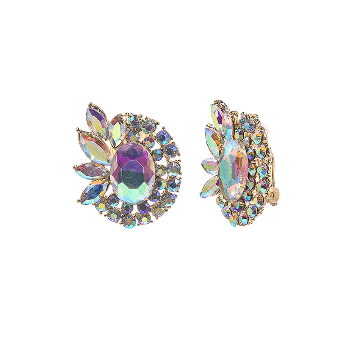 Aurora Borealis Modern Oval Clip Ons