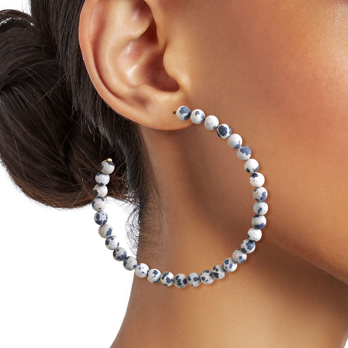 55mm Black  Gray Stone Hoops