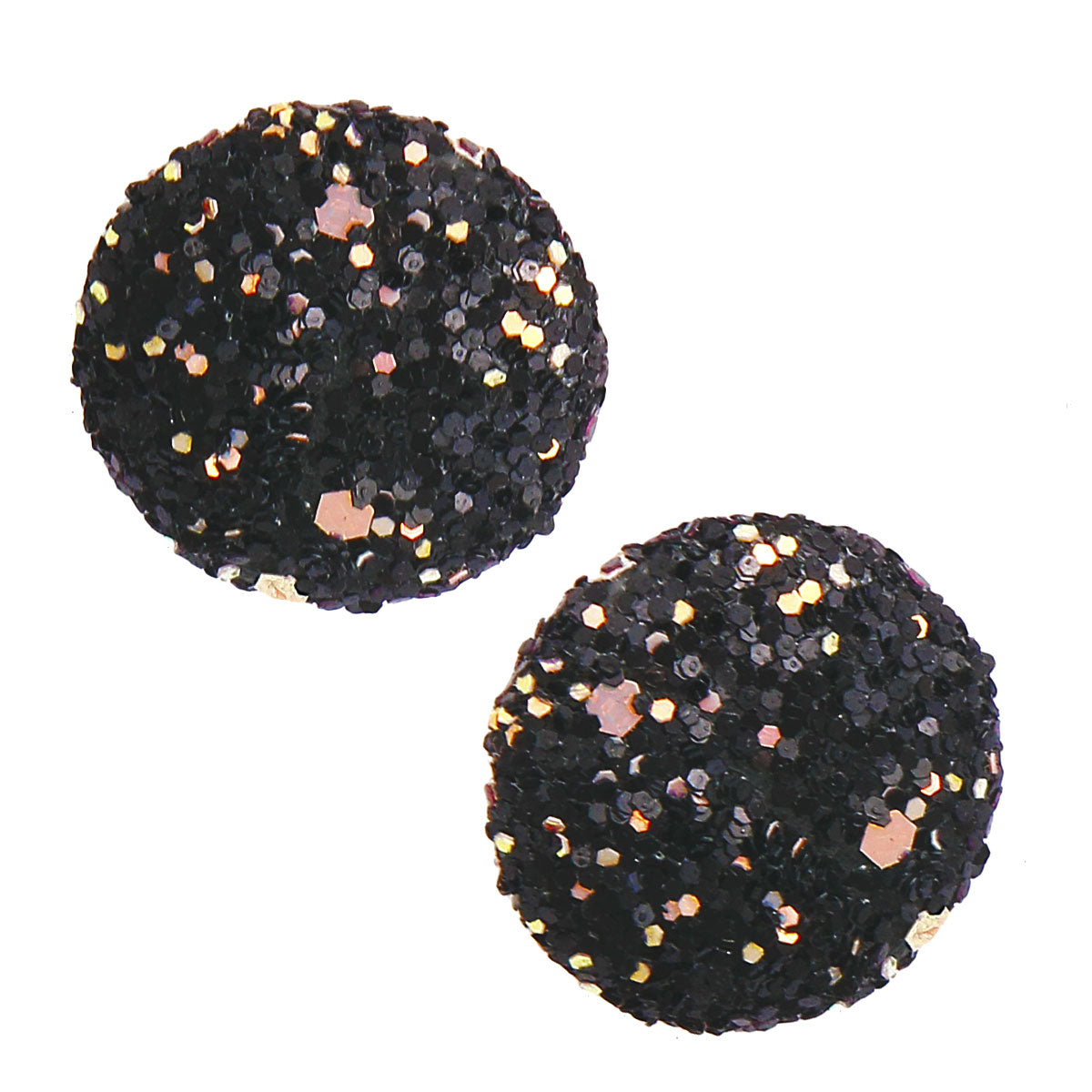 Black Glitter Round Studs
