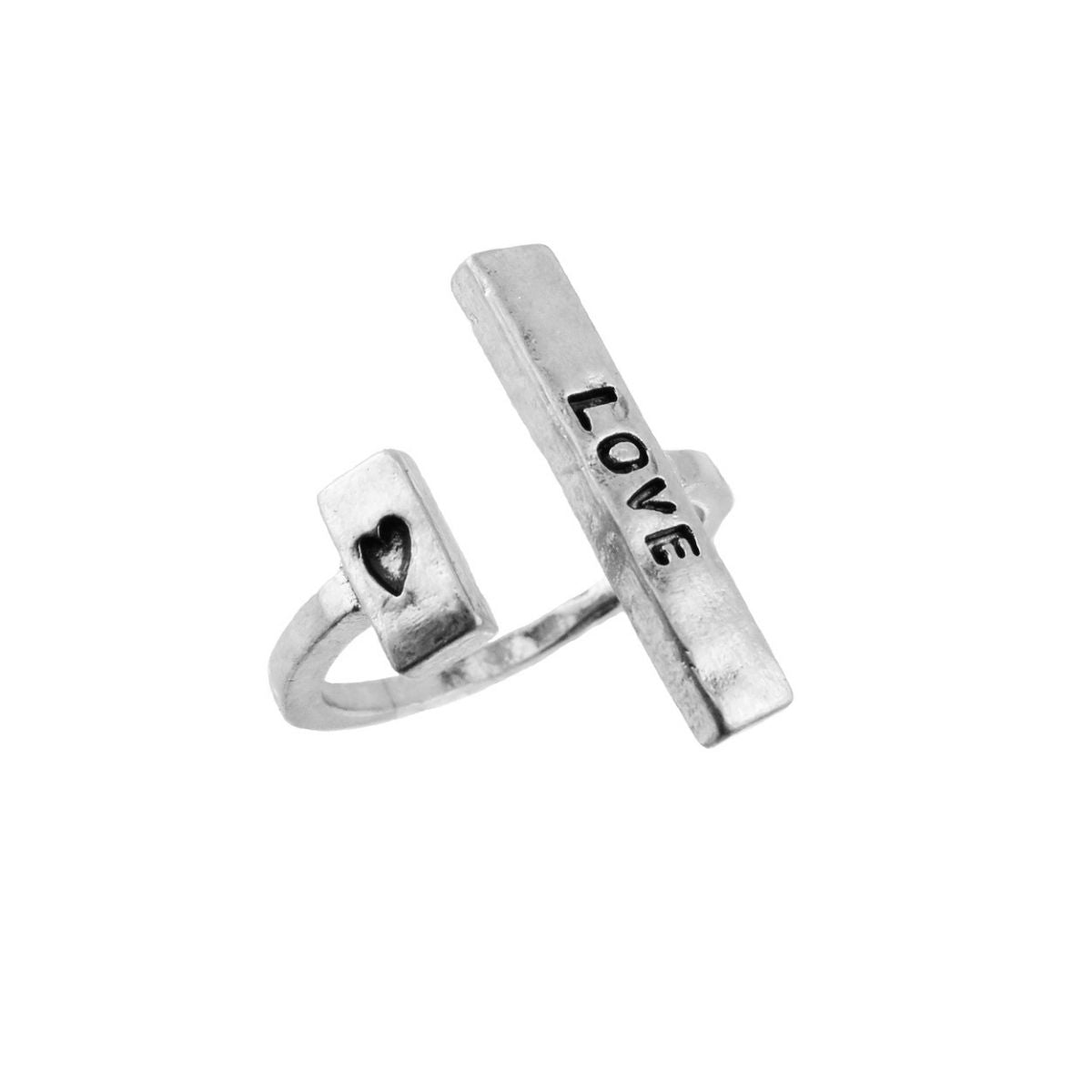 Burnished Silver Love Open Ring