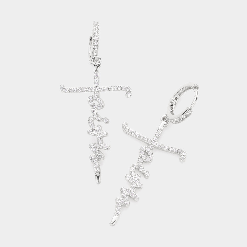 silver faith earrings
