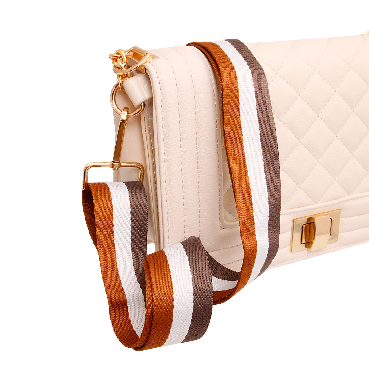 Brown Striped Canvas Bag Strap