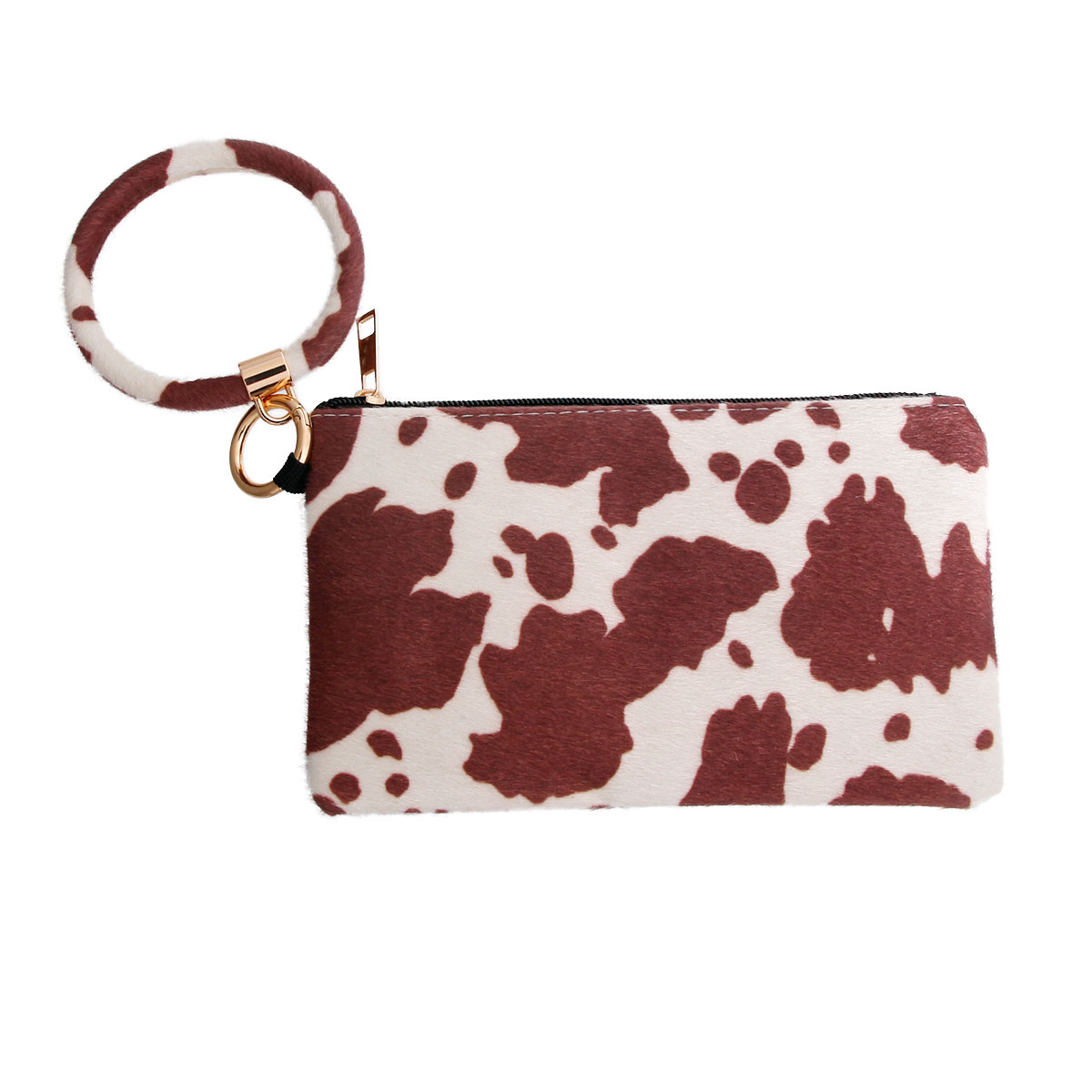Brown and White Fur Animal Wristlet
